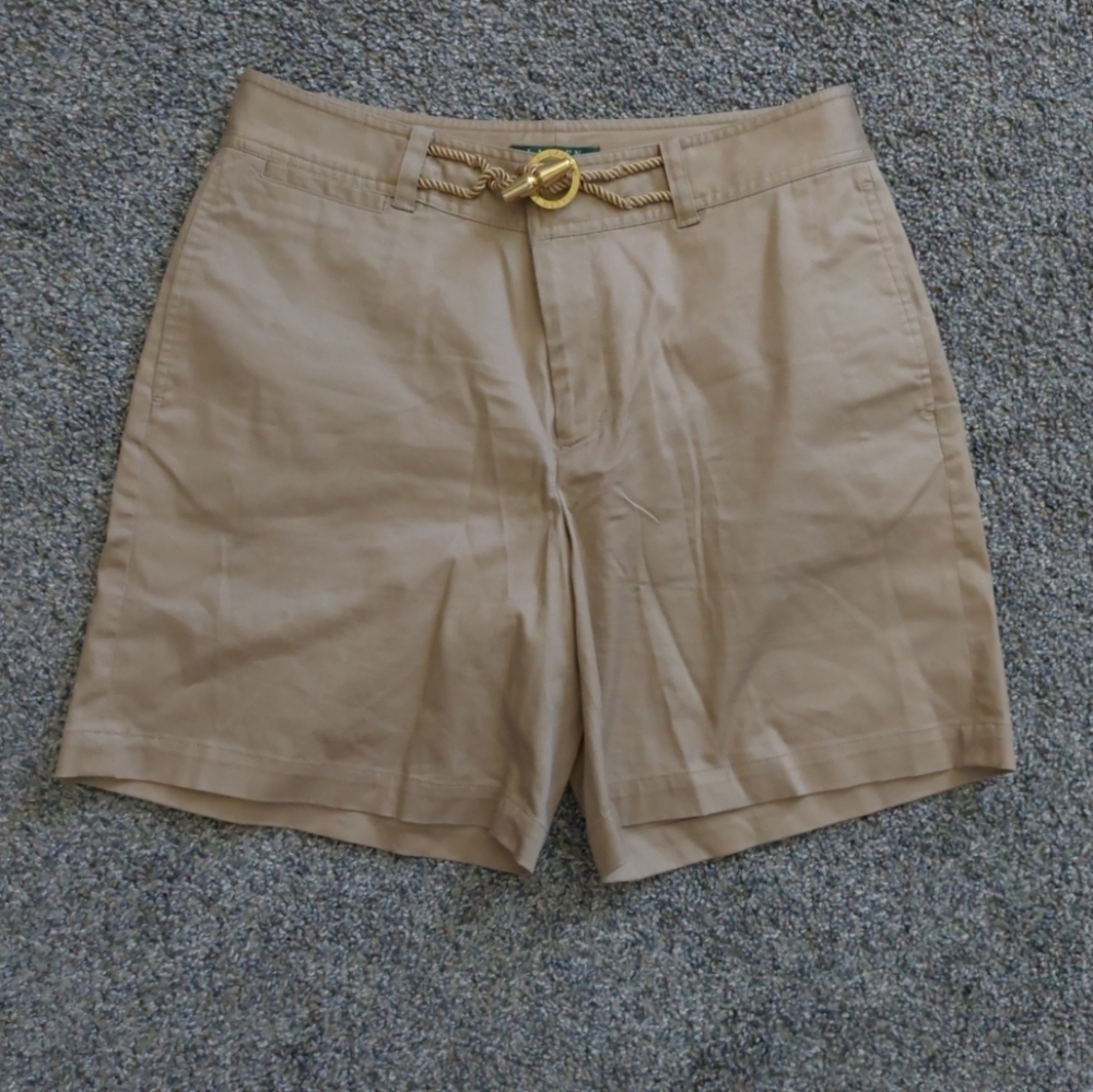 Lauren Ralph Lauren Khaki Toggle Bermuda Shorts 8 Casual Preppy Nwot